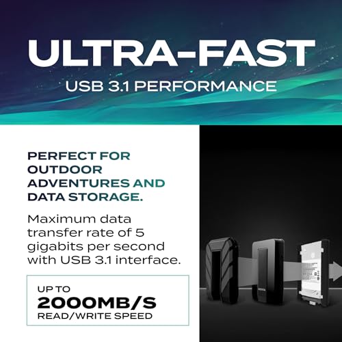 HD Externo Adata Anti-Queda, à Prova D´água, IPX68 Durable HD710 Pro USB 3.2, 1TB, 2.5´, Preto glide