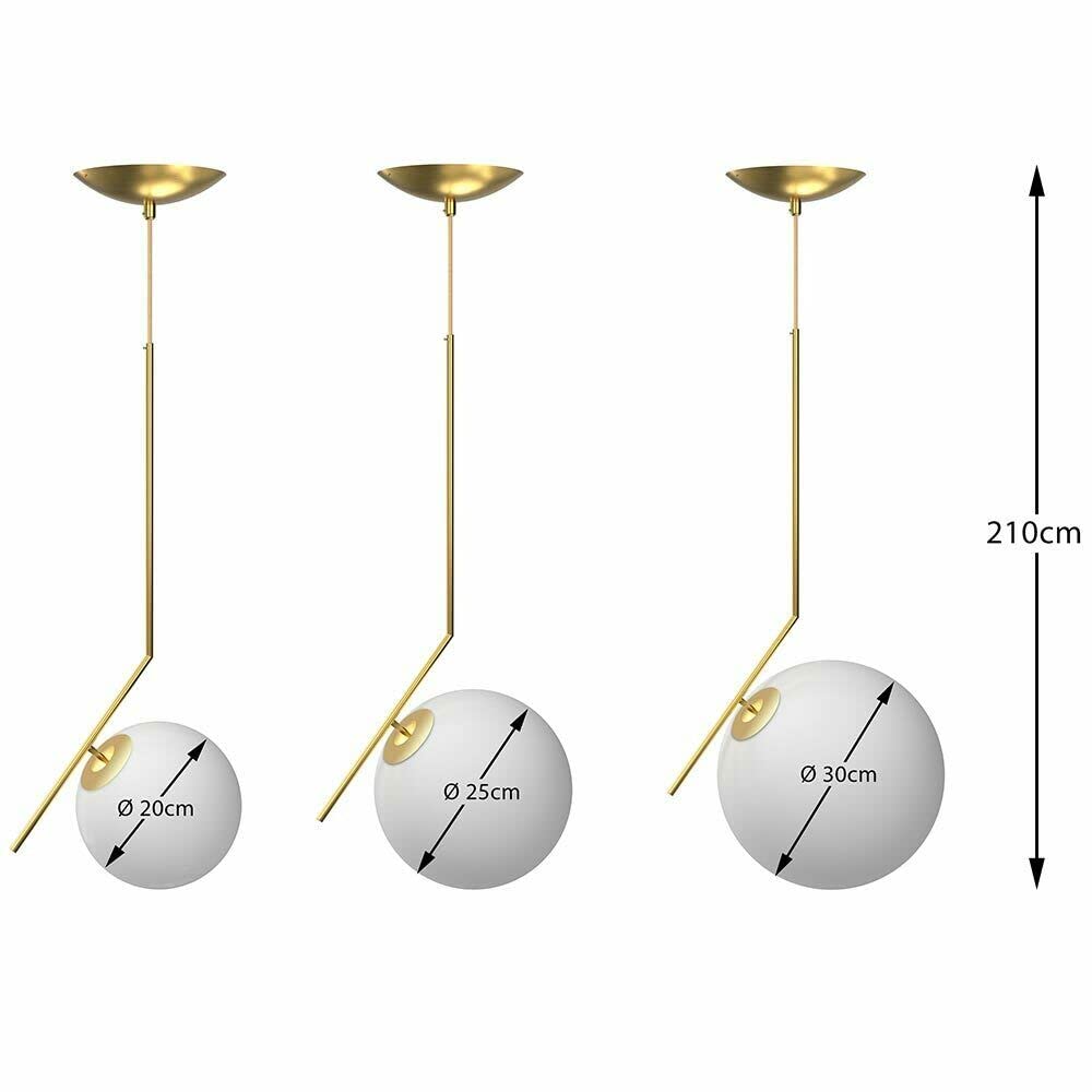 BAKAJI Lampadario Lampada Sospensione Portalampada a Sfera in Vetro Opaco Staffa in Metallo in Oro Design Moderno Attacco E27 Lampadina Max 40W Illuminazione Arredamento Casa (30 cm)