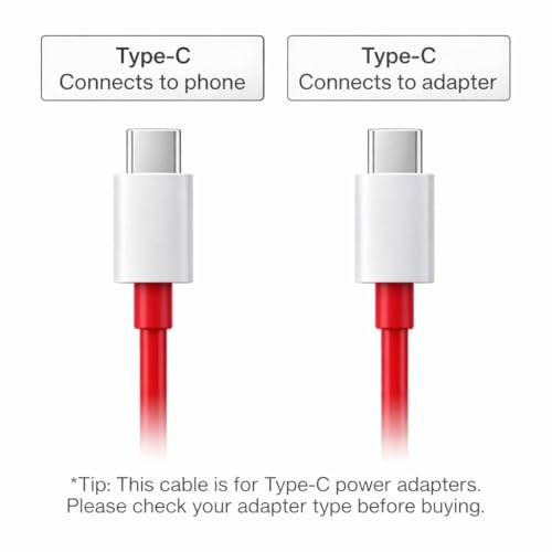Image of Oneplus Original Warp Cable USB C to C (1.5M) Compatible with OnePlus 13 /13R /12R /11 /11R /10 /10R /9 /9R /8 /8T,7 /7T /4 /3 /2,CE4 /3 /2 /Lite /(Dash, Warp, SuperVooc)