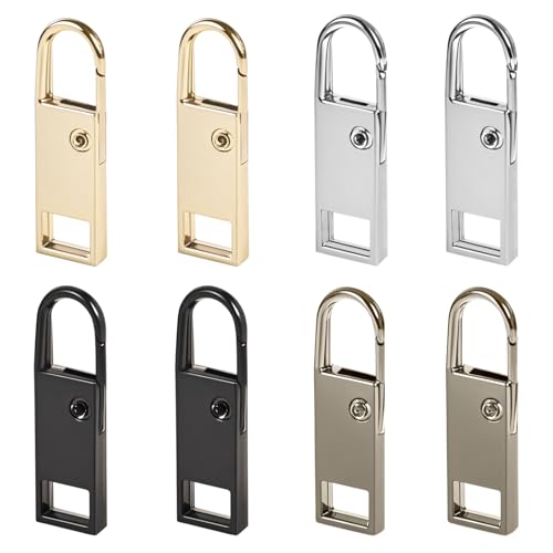 BagHeiyy 8 Pcs Zipper Pull Replacement – Easy to Install Spring-Loaded Metal Zipper Pulls, No Tools Required – Hook-Style for Jackets, Backpacks, Suitcases, and More