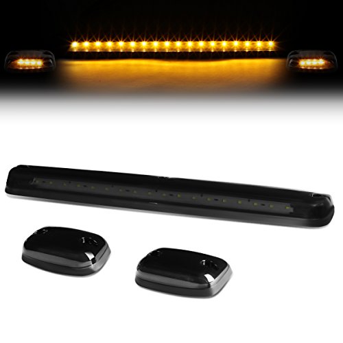 Auto Dynasty Compatible with 07-13 Silverado Sierra GMT900 LED Cab Roof Top Center Running Light+Pair Side Lamps (Smoked Yellow LED)