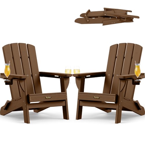 SUUNYN Folding Adirondack Chair 2 Pack Brown