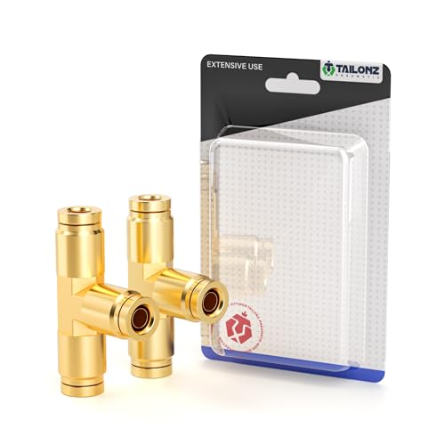 Image of TAILONZ PNEUMATIC 5PCS 1 /4 inch Tube OD DOT Tee Out Pipe Air Fittings, Push to Connect Fittings Air Brake Pipe Fittings for Cars, Trucks, Air Brake Systems, Etc.