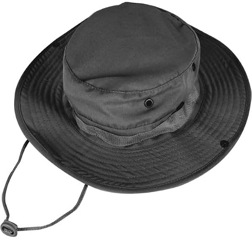 Foldable Black Lightweight UV Sun Protection Hat Protection Fishing & Hiking Hat with Adjustable Chin Strap