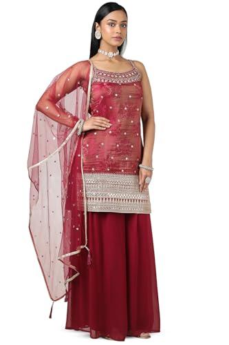 Image of Soch Womens Tissue Embroidered Suit Set With Sequins