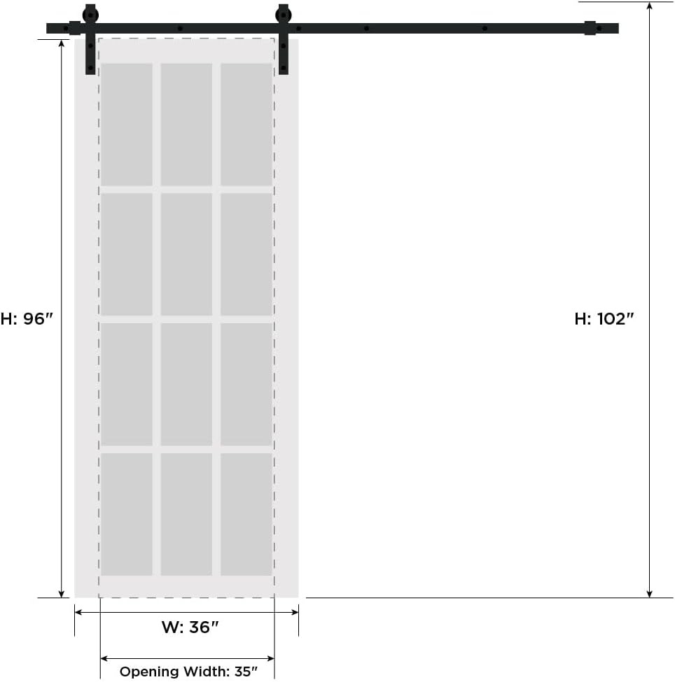 SARTODOORS Interior Modern Barn Door 36 x 96 inches | Ego 5005 Natural Oak | 6.6FT Silver Rail Track Heavy Hardware Set | Solid Panel Interior Doors