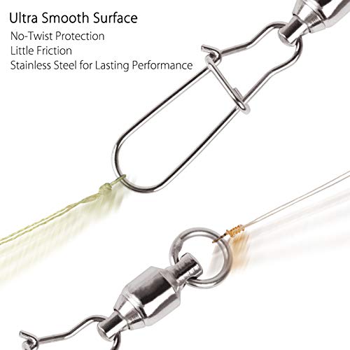 image for Dr.Fish 20PCS Fishing Ball Bearing Swivels with Duo Lock Snaps Stainle