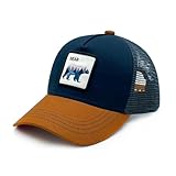 Waldeal Toddler Trucker Hat, Embroidered Bear Mountain Hat Outdoor Mesh Snapback Baseball Cap for Kids Age 2-6 Brown