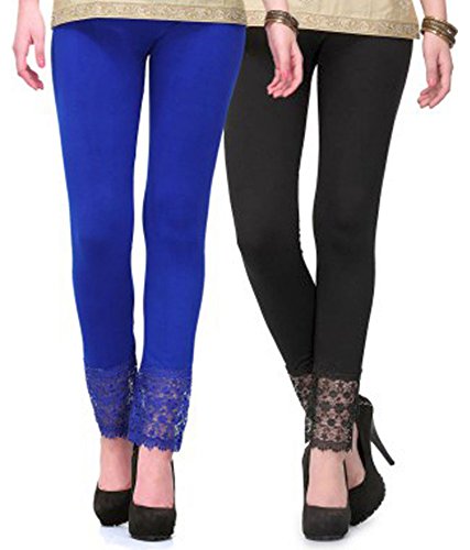pi world Blue and Black Lace Plazzo Legging(Cotton Lycra-4 Way Stretchable)-picture-29