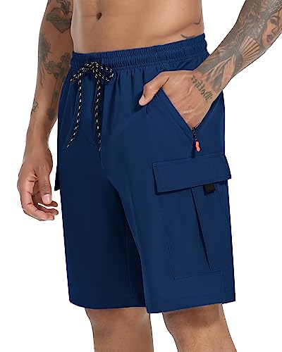 Men's Cargo Shorts Quick Dry Lightweight Stretch Hiking Shorts for Men with 5 Pockets No Lining