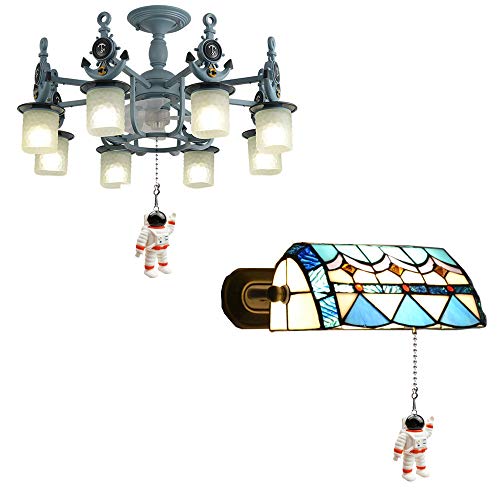 Image of Ceiling Fan Pull Chain Extender with Spaceman Charm - 12-Inch Decorative Fan Chain Pulls & Ball Connector (Dangler Pendant Accessories) (Orange)