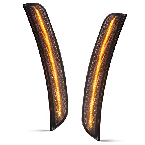 NDRUSH Smoked Lens LED Side Marker Lights Front Bumper Sidemarker Lamps Reflectors Compatible with 2015 to 2020 Dodge Charger Amber - Pack of 2