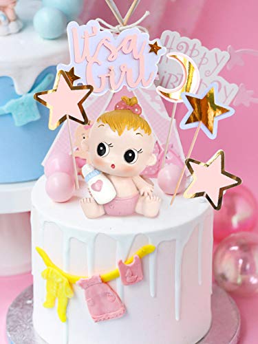 Laventy 5 Pcs Cute Baby Girl Cake Decoration Baby Shower Cake Decoration Its A Girl Cake Topper #TOP2