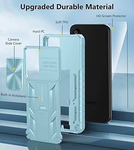 Fntcase For Samsung Galaxy A54-5G Case: Military Grade Drop Proof Protection Cell Phone Cover With Kickstand | Rugged Shockproof Protective Bumper Textured Rubber | Heavy Duty Protector Light Blue #TOP2