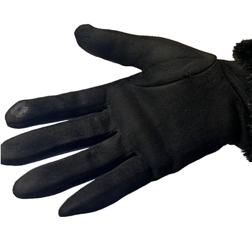 TRIXES Luxuriöse Touchscreen-Damenhandschuhe mit Fellbesatz – Winter-Thermohandschuhe in Einheitsgröße – in Geschenkbox
