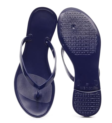 Image of Womens Flip Flops Thong Sandals Jelly Shoes Flat for Ladies Slides Black Slippers Size 9 Slip On Summer Beach Dressy