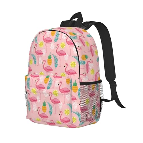 Uxeqtop School Bag for Teens Boys and Girls Book Bags Cute Pink Flamingo Backpacks for Kids Lightweight Bookbag Daypack