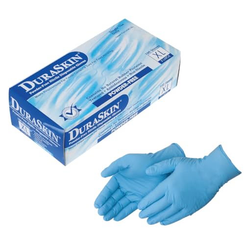Liberty Glove – Duraskin- T2010W Nitrile Industrial Glove, Powder Free, Disposable, 4 mil Thickness, Medium, Blue (Box of 100)