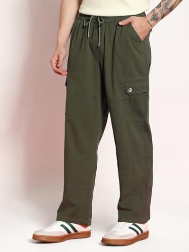 Image of Urbano Fashion Men's Loose Baggy Fit Cargo Jogger Chino Pant with 6 Pockets Stretchable