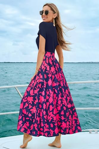 Image of Newshows Women's 2026 Lightweight Summer Wedding Guest Beach Vacation Casual V Neck Split Flowy Maxi Dress