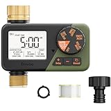 Diivoo IP66 Bewässerungscomputer mit Messinganschlüssen, Großem LCD-Display, Bewässerungsuhr mit Regenverzögerung, Automatische & Manuelle Bewässerung, Programmierbarer Zeitschalter für Garten, Rasen