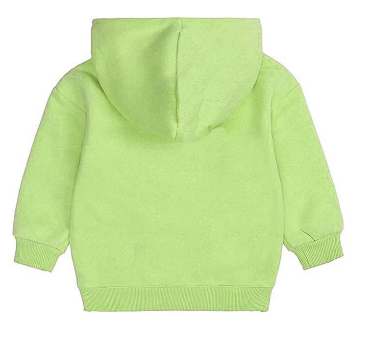 Bold N Elegant Cute Print Kids Full Sleeve Warm Thick Fur Fleece Winter Tshirt Regular Fit Sweatshirt Hoodie for Infant Toddler Baby Boy & Girl (2-3 Years, Green) - Image 3 thumbnail