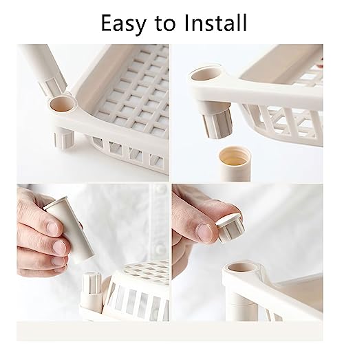 Organizador de ducha esquinero de 3 niveles, estante de plástico multifuncional para encimera de baño y cocina, estante de escritorio hueco y soporte de almacenamiento de cosméticos (blanco)