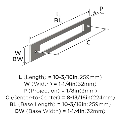 Image of Amerock Medora 8-13 /16 inch Polished Nickel Backplate | Decorative zinc cabinet hardware backplate designed to complement knobs and pulls while protecting cabinet surfaces