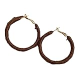 Pendientes de aro de peluche de invierno, pendientes de aros redondos de tela suave, regalo de joyería de moda para mujeres (Brown)