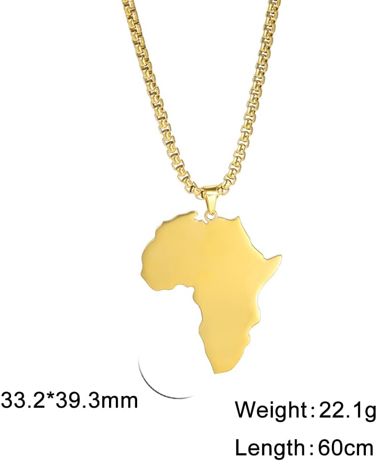VASSAGO Africa Map Pendant Necklace for Men Women Stainless Steel Africa Continent Motherland Pendant African Map Necklace Jewelry Hiphop Gifts - Image 6