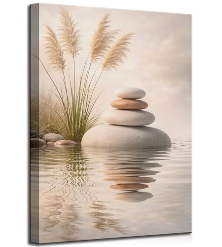 Zen Stone Canvas Wall Art Stacked Stones in Water Meditation Spa Painting Picture Wall Decor Poster Prints Artwork for Office Yoga Bedroom Bathroom Home Decoration