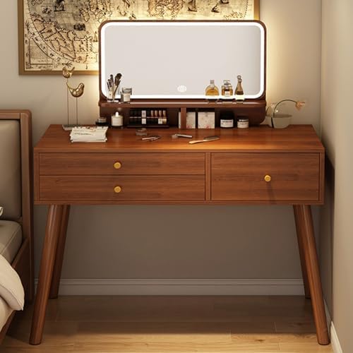 Dressing Table with 3 Drawers, Dressing Table with LED Mirror, Wa...