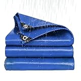 Abdeckplane Gewebeplane 110 x 850 cm Uv-Beständig Wetterfest Reißfest Abdeckung wasserdichte PVC Plane mit Ösen aus PVC Faltbar mit Seil für Pavillons, Carports, Balkon, Blau
