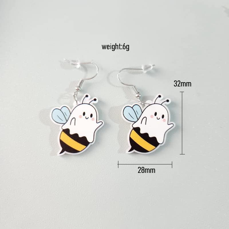 Acrylic Halloween Earrings Set for Women Ghost Earring Spooky Dangle Acrylic Earrings Cute Cartoon Raccoon Cat Skeleton Gifts Party Jewelry Gift3