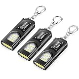 Bttfere 3-Pack Bright Rechargeable Keychain Flashlight with Clip & Magnetic Base, Mini LED Key Ring Light, Small, Flat, Portable, Dual-Head, Tiny Pocket Torch for Work, Purse, Micro EDC