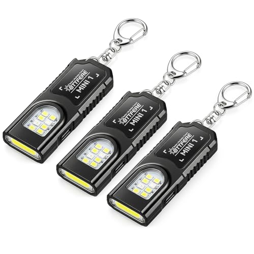 Bttfere 3-Pack Bright Rechargeable Keychain Flashlight with Clip & Magnetic