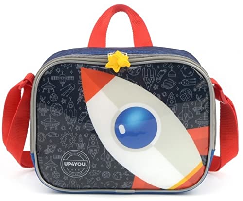 Mochila Bolsa Reforçada Escolar Infantil Menino Astronauta 3D Espaço Foguete Impermeável Costas Lanc