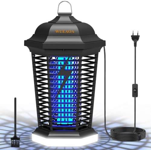 WUEAOA Insektenvernichter elektrisch 4000V 3M Kabel 18W UV-Mückenlampe | Doppelte Lichtquellen, Ungiftig geruchsfrei, Flammhemmendes ABS, IPX4 wasserdicht, Aufhängbar, Anti Mücken,