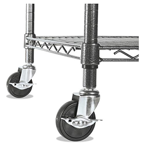 Alera Complete Wire Shelving Unit W/Caster, 48" X 18" X 72", Black Anthracite #TOP7
