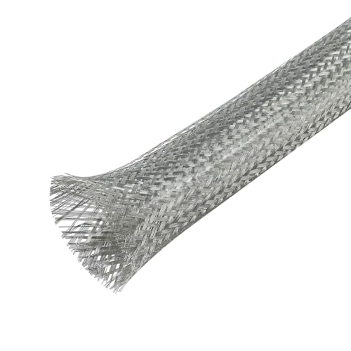 Wire Interfernce Shielding EMI RFI ESD Prevention Tinned Copper Metal Braid Ground Strap Cable Sleeve Mesh Signal Screening Automotive Engine Grounding 7/16 ID (11/16 inch - 8ft)