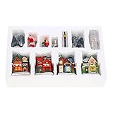 Multiple Usage: This Christmas scene village house building set can be used for shopping malls, counters, family gatherings, offices, photo props and landscaping.