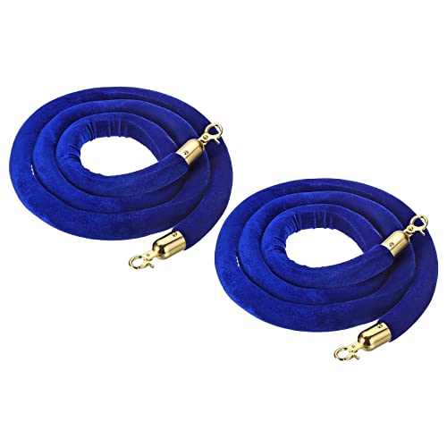 PATIKIL Corda de veludo azul de 1,8 m, pacote com 2 cordas de barreira de controle de multidão com g