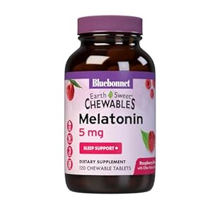 Bluebonnet Nutrition EarthSweet Melatonin 5 mg Fast-Acting Quick Dissolve Nighttime Relaxation & Restful Sleep Support – Sleep Aid – Gluten-Free, Vegan – Raspberry Flavor – 120 Chewable Tablets