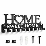 Colgador Llaves Pared Metálico 10 Ganchos – Colgador de Llaves para Pared con Kit de Instalación - Porta Llaves de Pared Resistente para Colgar Llaves Entrada - Llavero Pared Decorativo (26 x 9 cm)