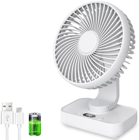Ventilador de Mesa USB con Oscilación Automática, Batería 4500mAh...