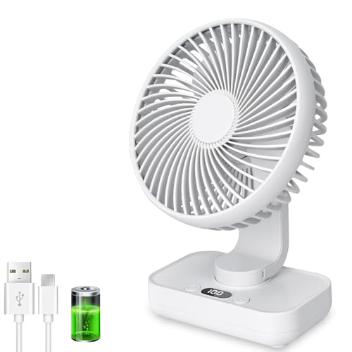 ArsMotin Ventilador de Mesa USB con Oscilación Automática, Batería 4500mAh Recargable, Silencioso, 4 Velocidades, Pantalla Digital, Carga Rápida, Portátil para Hogar, Oficina, Dormitorio, Exteriores ArsMotin Ventilador de Mesa USB con Oscilación Automática, Batería 4500mAh Recargable, Silencioso, 4 Velocidades, Pantalla Digital, Carga Rápida, Portátil para Hogar, Oficina, Dormitorio, Exteriores