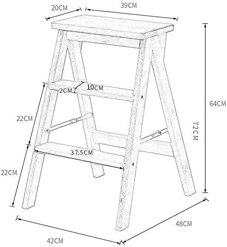 Multi Function Folding Wood Step Stool Ladder Chair for Small Spaces Indoor Mobile Staircase 42x48x64cm Household Essential image 5
