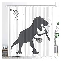 JHSDHYD Douchegordijn grappige kat douchegordijn, coole kat dinosaurus Japanse oceaan golf decor stof badkamer gordijnen, kinderen rustiek houten badgordijn (2449 x, 200 x 180 cm