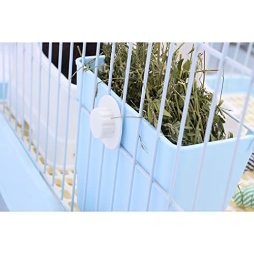 Rubyhome Hay Feeder For Rabbits, Guinea Pigs, And Chinchillas - Minimize Waste And Mess With 9 1/4" X 3 3/4" X 8" Hanging Alfalfa And Timothy Hay Dispenser (Blue) #TOP4