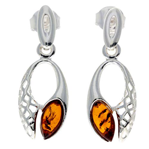Boucles d'oreilles ambre de la Baltique et argent 925 artisanat haut de gamme